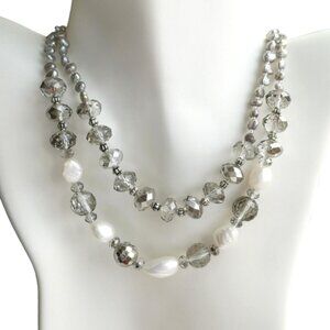 Freshwater Pearl and Swarovski silver crystal necklace